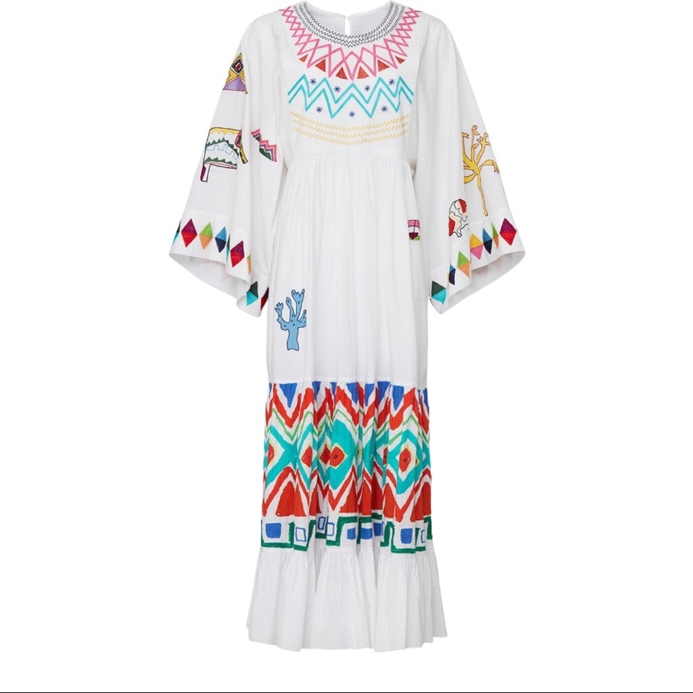 LIKE NEW Mira Mikati Tribal Print embroidered Max